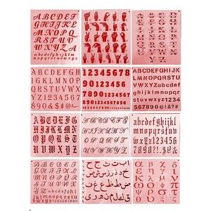 Educational Stencil Templates. Alphabet Letter Numbers Symbols & Signs. 12 Reusa